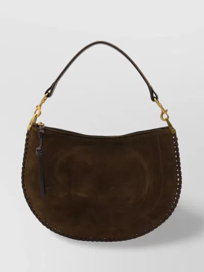 Isabel Marant Luxe Suede Shoulder Bag With Whipstitch Detailing