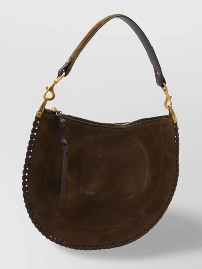 Isabel Marant Luxe Suede Shoulder Bag With Whipstitch Detailing