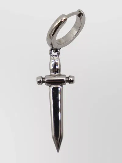Alexander Mcqueen Earrings Hoop Dagger Pendant In Metallic