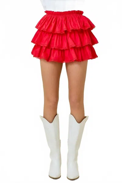 Day + Moon Sydney Tiered Skort In Red