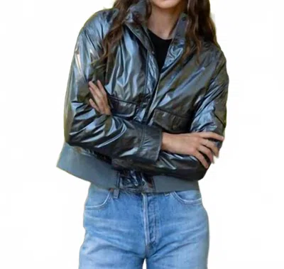 Anorak Metallic Aviator Jacket In Charcoal In Gray