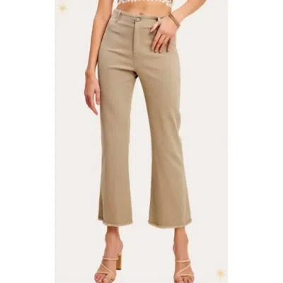 La Miel Soft Washed High Waist Tan Flare Jeans