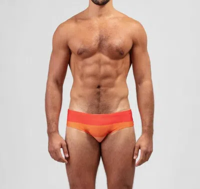 Ron Dorff Swim Briefs Big Stripes In Spritz Orange In Orange