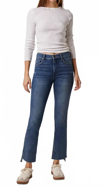 Edyson Daniel High Rise Slim Kick Flare Jeans In Medium Jefferson In Blue