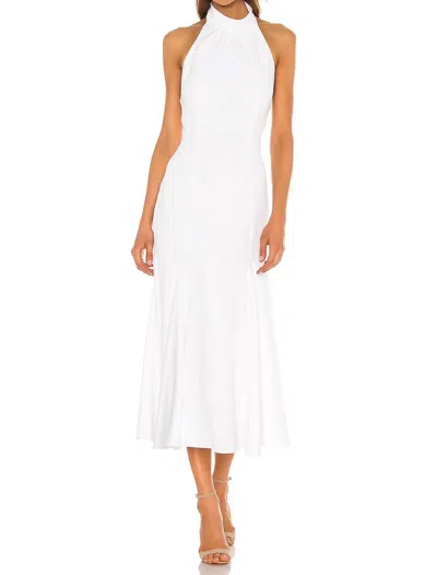 Milly Cady Penelope High Neck Halter Midi Dress In Ecru In White