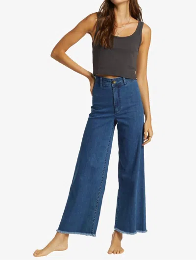 Billabong Free Fall Fray Hem Stretch Wide Leg Jeans In Blue