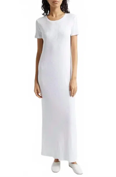 Atm Anthony Thomas Melillo Rib Short Sleeve Maxi Dress In White In White
