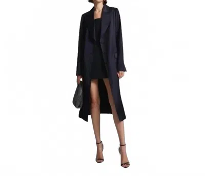A.l.c Mid Length Jude Satin Coat In Deep Navy In Blue
