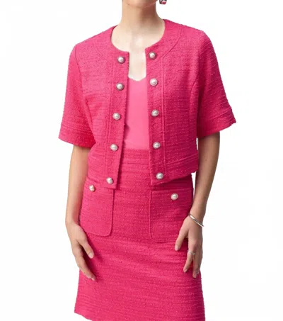 Joseph Ribkoff Bouclé Cropped Jacket In Pink In Pink
