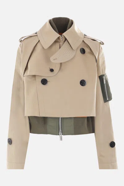 Sacai Short Trench Coat With Raglan Sleeves