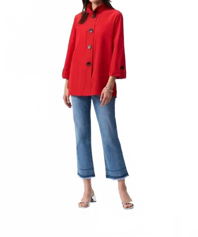 Joseph Ribkoff Relaxed Fit Button Closure Jacket In Red In Red