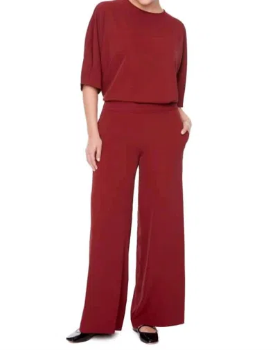 Up Solid Vegan Silk Wide Leg Pant In Shiraz In Red