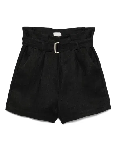Alysi Black Linen Bermuda Shorts