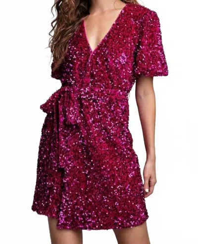 Eesome Crystal Dress In Pink In Burgundy