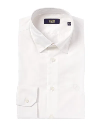 Cavalli Class Slim Fit Textured Dress Shirt In White