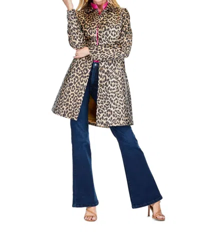 Jade Melody Tam Collar Fitted Teddy Coat In Leopard