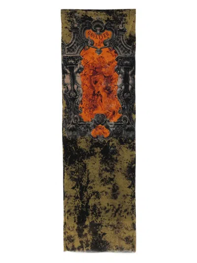 Jean Paul Gaultier Printed Mesh Midi Skirt In Multi