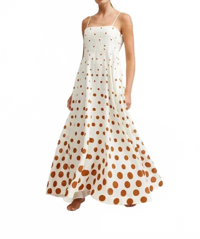 Aston Studio Rue Square Neck A-line Maxi Dress In Milk/cigar Dot In White