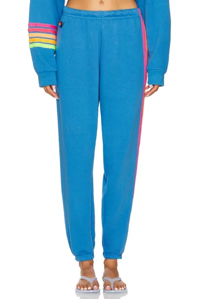 Aviator Nation Five Stripe Sweatpants In Cobalt In Blue