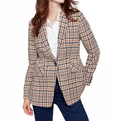 Charlie B Tailored Plaid Blazer In Terracotta