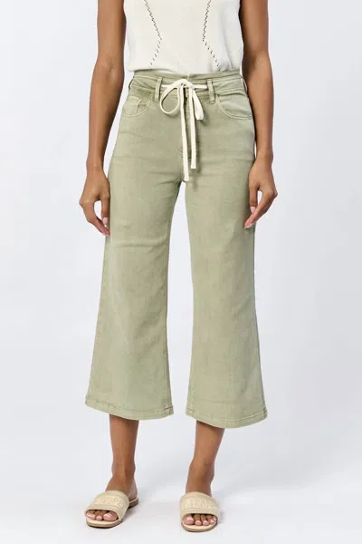 Dear John Denim Audrey Wide Leg Cropped Jeans In Sage In Gray