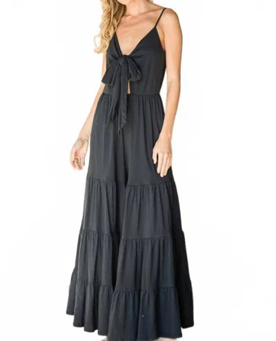 Bucketlist Brinley Tie Front Jumpsuit In Charcoal In Black