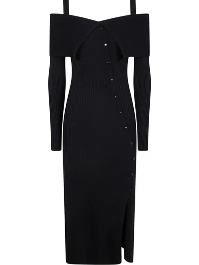 Twinset Twin-set Black Dress With Front Button Fastening In Black