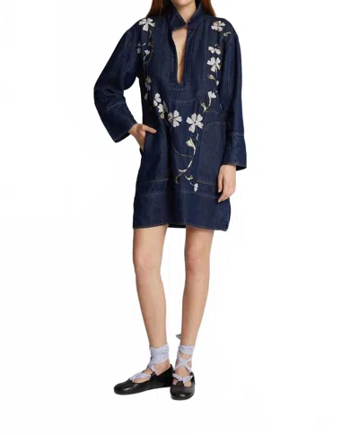 Munthe Fiva Floral Dress In Indigo In Blue