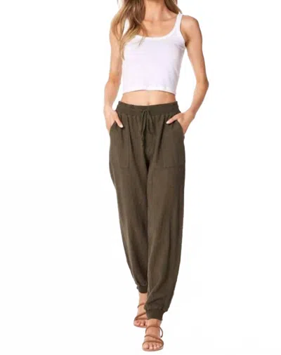 Bobi Mixed Drawstring Pant In Troop In Brown