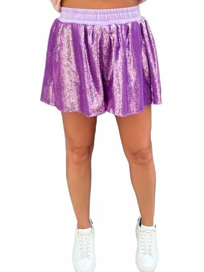 Queen Of Sparkles Sequin Shorts In Purple In Purple