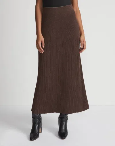 Lafayette 148 Finespun Voile Sunburst Ribbed Skirt In Brown