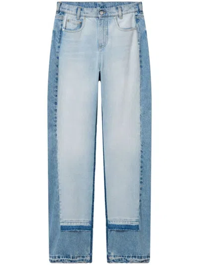 Stella Mccartney Two-tone Straight Leg Jeans With Concealed Fly In Blue