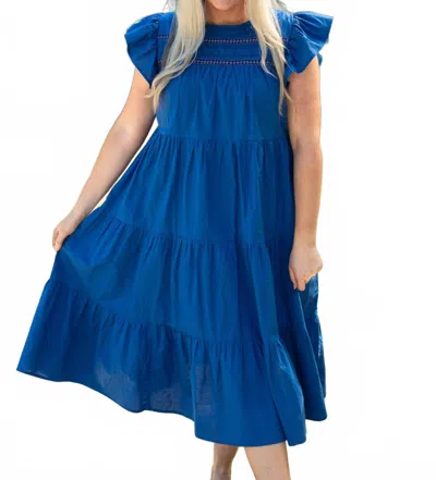 Layerz Clothing Lana Tiered Maxi Dress In Navy Blue In Blue