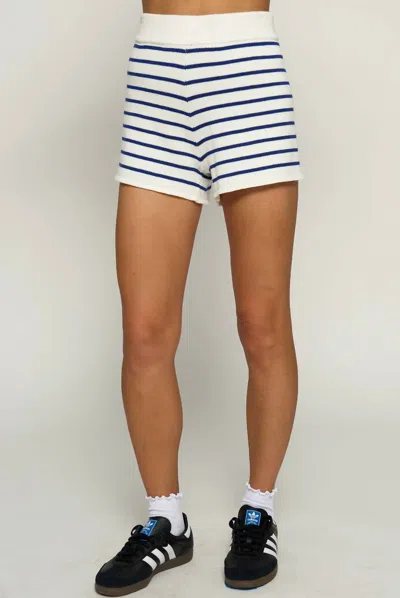 Central Park West Nautical Stripe High Waist Short In Ivory In White