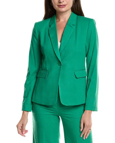 Tahari Asl Petite Linen-blend Blazer In Green