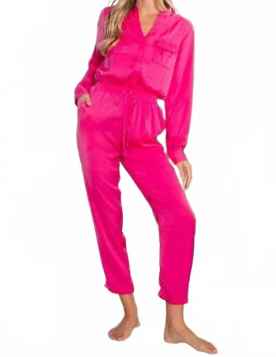 Bibi Brenna Long Sleeve Jumpsuit In Pink In Pink