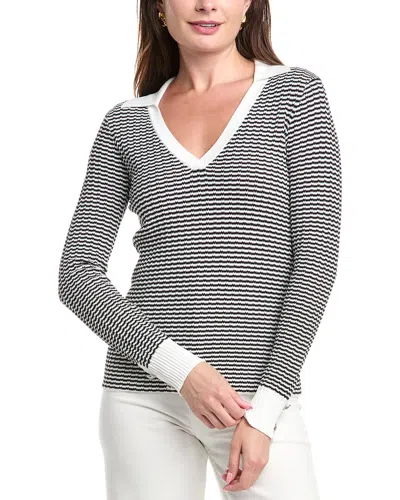 Elie Tahari The Carlotta Split Neck Sweater In Gray