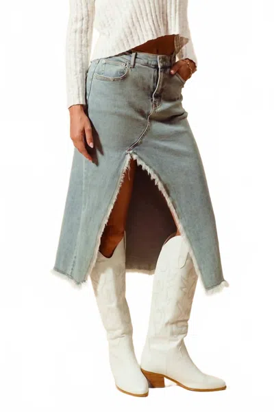 So Me Midi Denim Front Slit Skirt