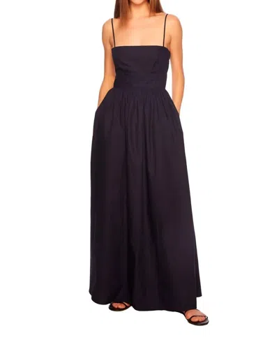 Susana Monaco Poplin Open-back Maxi Dress In Midnight In Black