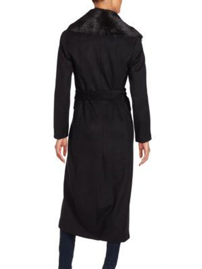 Shop Calvin Klein Faux Fur Collar Trench Coat In Black