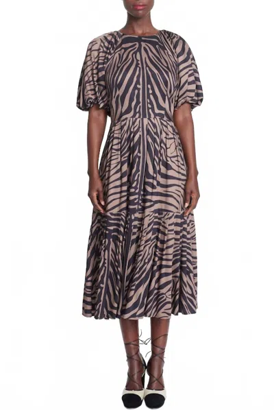Corey Lynn Calter Zebra Midi Dress In Walnut