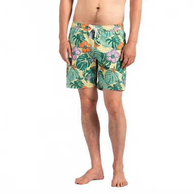 Banks Journal Lei Day Elastic Boardshort In Light Lemon In Green