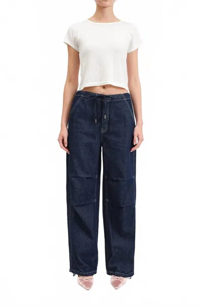 Daze Jetset Jogger Drawcord Pants In Black In Blue