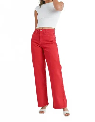 Just Black Denim Apple Of My Eye Wide Leg Jean In Red In Red