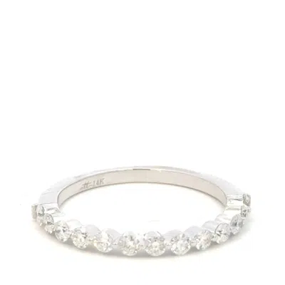 Aamiaa 0.30 Carat Natural Diamond Round Brilliant And Baguette Band Ring In 14k White Gold In Metallic