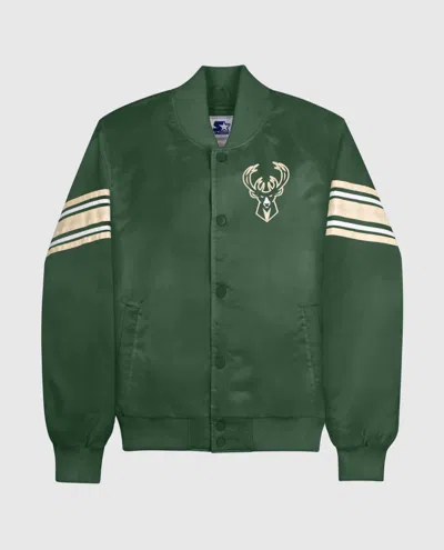Starter Women's Milwaukee Bucks Varsity Satin Full-snap Jacket In Green In Green