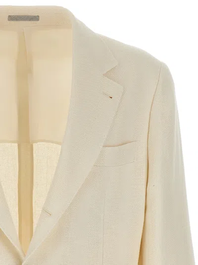 Brunello Cucinelli Operated Stripe Blazer In Neutral