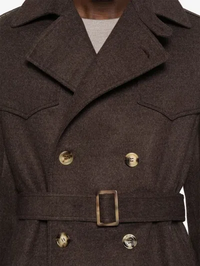 Brunello Cucinelli Men Overcoat In Brown