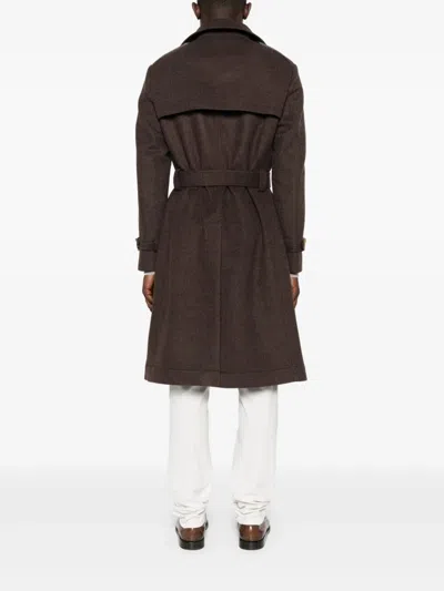 Brunello Cucinelli Men Overcoat In Brown