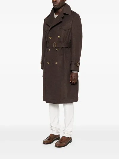 Brunello Cucinelli Men Overcoat In Brown
